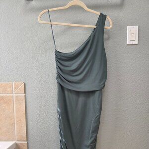 Express Body Contour One Shoulder Ruched Mini Dress - M